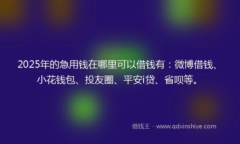 2025年的急用钱在哪里可以借钱有：微博借钱、小花钱包、投友圈、平安i贷、省呗等。