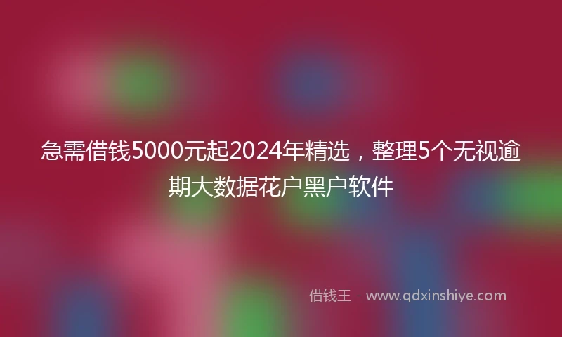 急需借钱5000元起2024年精选，整理5个无视逾期大数据花户黑户软件