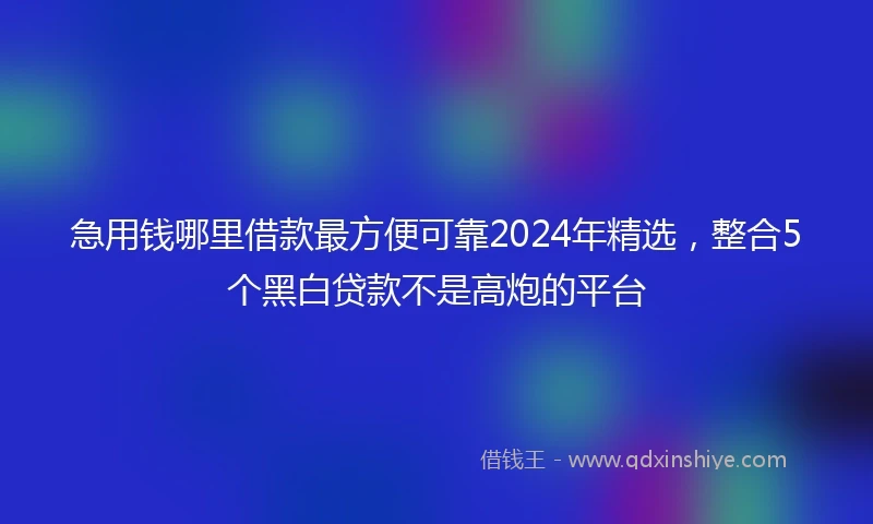 急用钱哪里借款最方便可靠2024年精选,整合5个黑白贷款不是高炮的平台