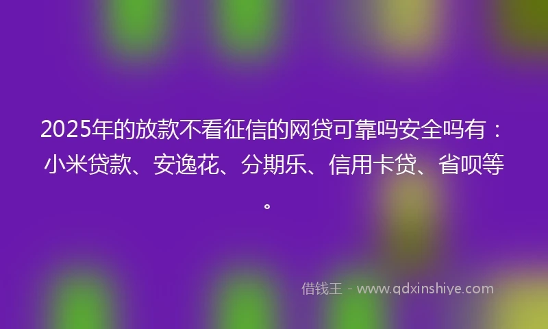 2025年的放款不看征信的网贷可靠吗安全吗有：小米贷款、安逸花、分期乐、信用卡贷、省呗等。