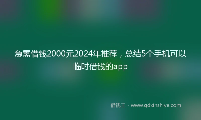 急需借钱2000元2024年推荐，总结5个手机可以临时借钱的app