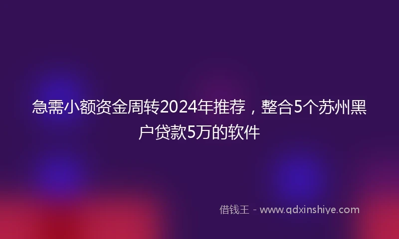 急需小额资金周转2024年推荐，整合5个苏州黑户贷款5万的软件