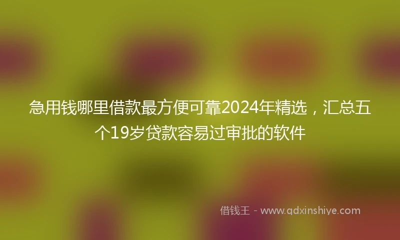 急用钱哪里借款最方便可靠2024年精选，汇总五个19岁贷款容易过审批的软件