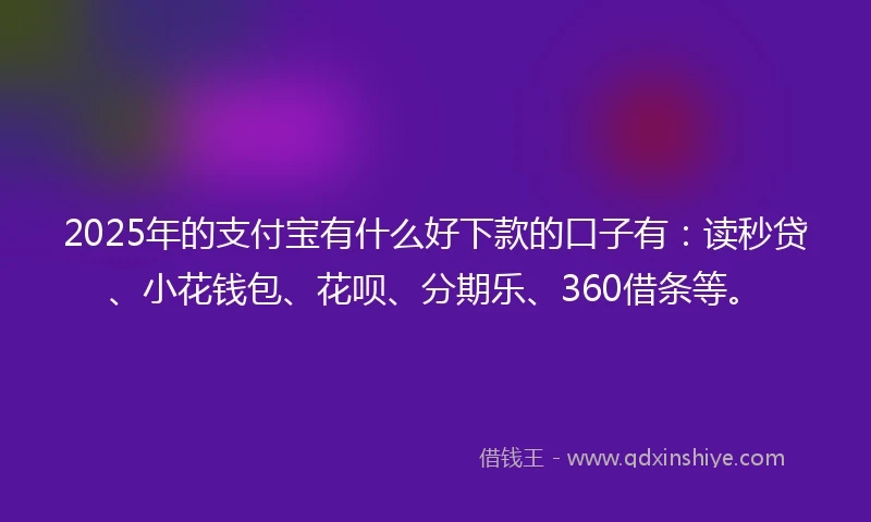 2025年的支付宝有什么好下款的口子有：读秒贷、小花钱包、花呗、分期乐、360借条等。