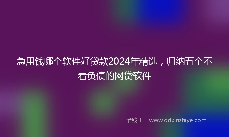 急用钱哪个软件好贷款2024年精选，归纳五个不看负债的网贷软件