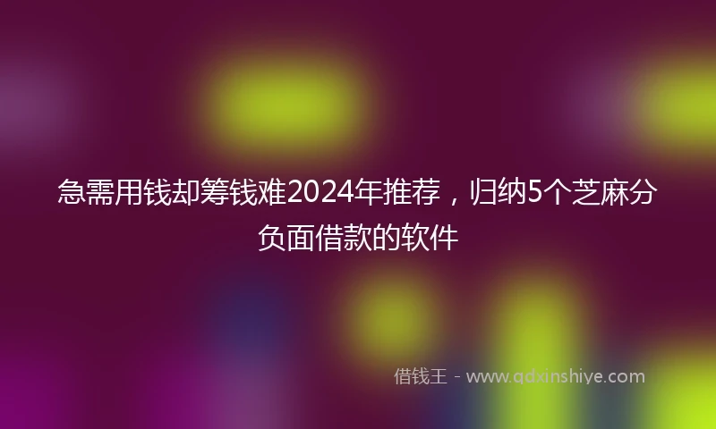 急需用钱却筹钱难2024年推荐，归纳5个芝麻分负面借款的软件