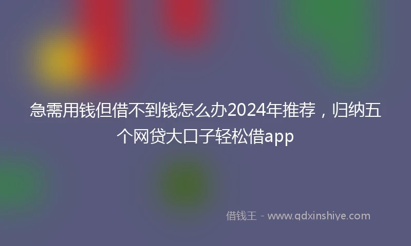 急需用钱但借不到钱怎么办2024年推荐，归纳五个网贷大口子轻松借app
