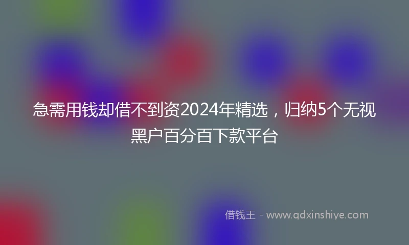 急需用钱却借不到资2024年精选，归纳5个无视黑户百分百下款平台