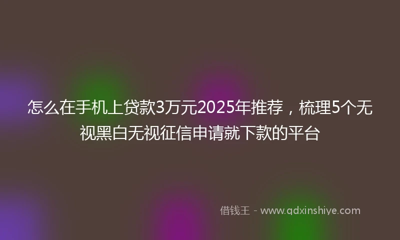怎么在手机上贷款3万元2025年推荐，梳理5个无视黑白无视征信申请就下款的平台