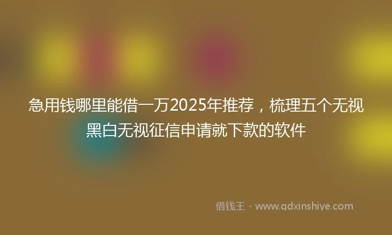 急用钱哪里能借一万2025年推荐，梳理五个无视黑白无视征信申请就下款的软件