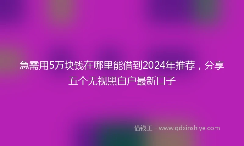 急需用5万块钱在哪里能借到2024年推荐，分享五个无视黑白户最新口子