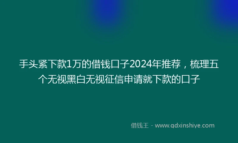 手头紧下款1万的借钱口子2024年推荐，梳理五个无视黑白无视征信申请就下款的口子