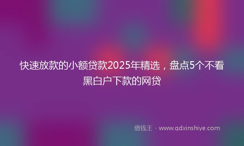 快速放款的小额贷款2025年精选，盘点5个不看黑白户下款的网贷