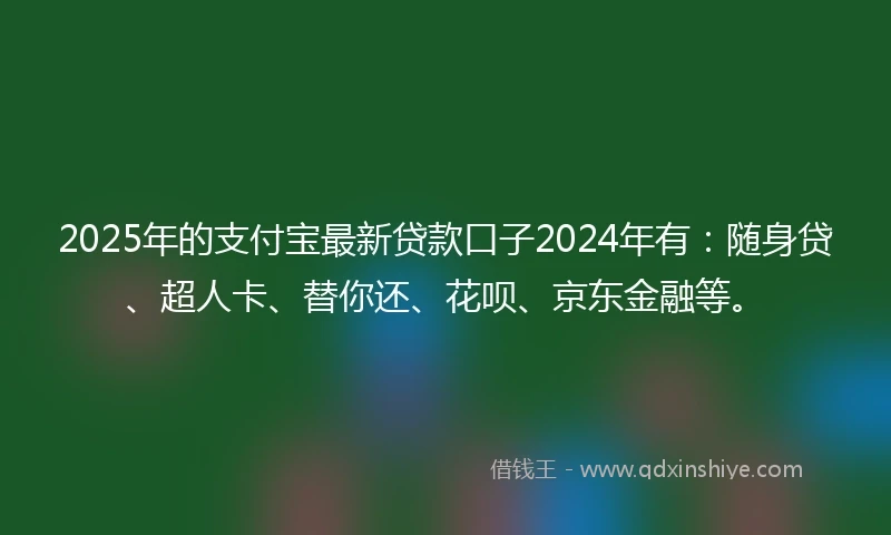 2025年的支付宝最新贷款口子2024年有：随身贷、超人卡、替你还、花呗、京东金融等。