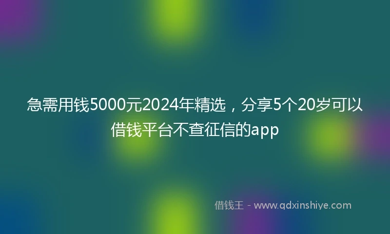 急需用钱5000元2024年精选，分享5个20岁可以借钱平台不查征信的app