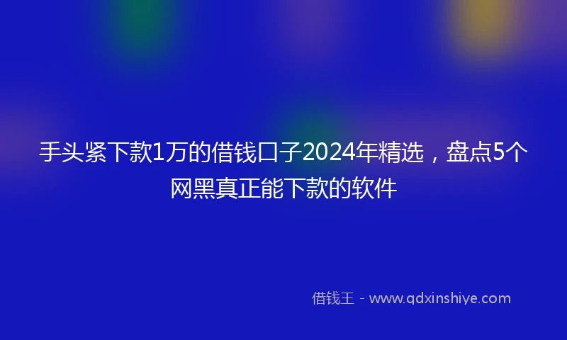 手头紧下款1万的借钱口子2024年精选，盘点5个网黑真正能下款的软件