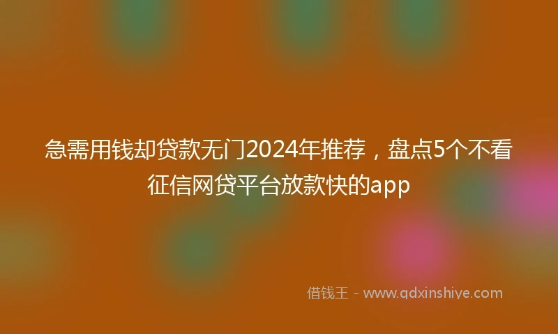急需用钱却贷款无门2024年推荐，盘点5个不看征信网贷平台放款快的app