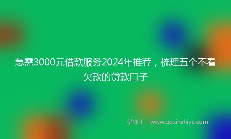 急需3000元借款服务2024年推荐，梳理五个不看欠款的贷款口子