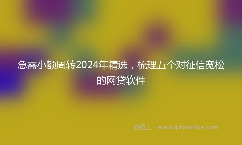 急需小额周转2024年精选，梳理五个对征信宽松的网贷软件
