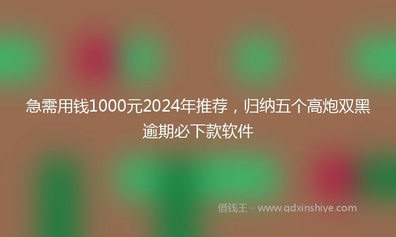 急需用钱1000元2024年推荐，归纳五个高炮双黑逾期必下款软件