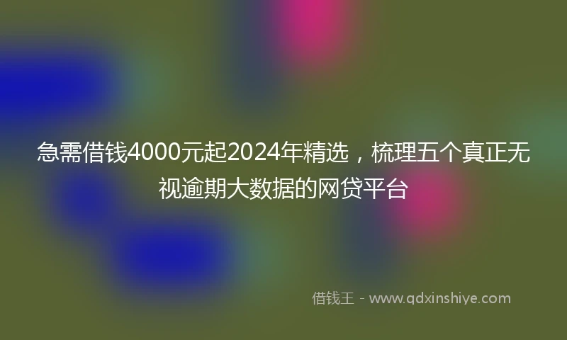 急需借钱4000元起2024年精选，梳理五个真正无视逾期大数据的网贷平台