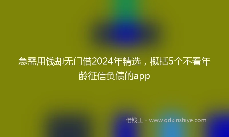急需用钱却无门借2024年精选，概括5个不看年龄征信负债的app