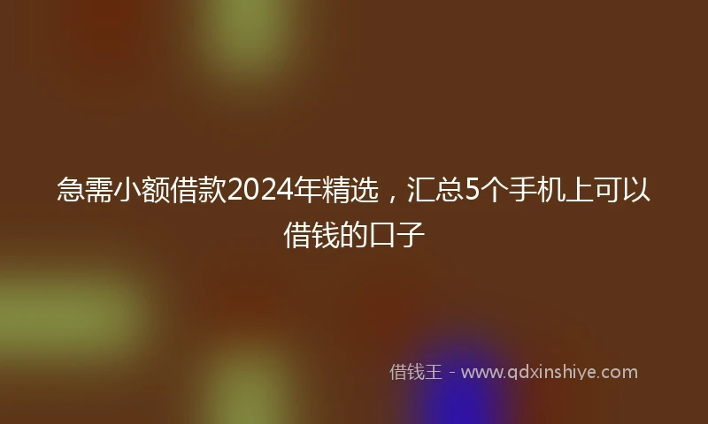 急需小额借款2024年精选，汇总5个手机上可以借钱的口子