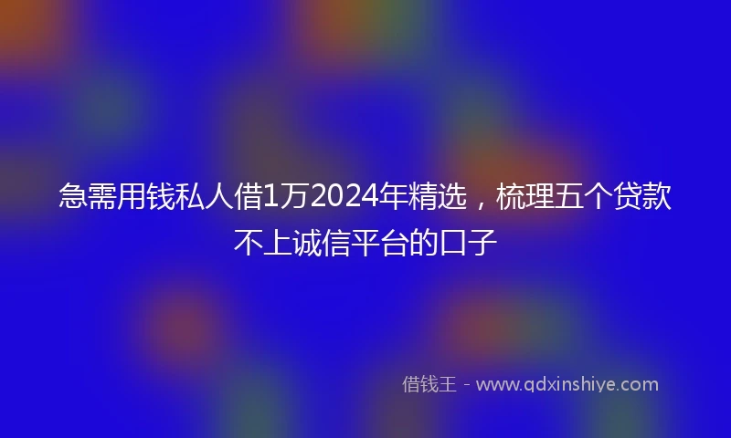 急需用钱私人借1万2024年精选，梳理五个贷款不上诚信平台的口子