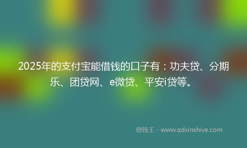 2025年的支付宝能借钱的口子有：功夫贷、分期乐、团贷网、e微贷、平安i贷等。