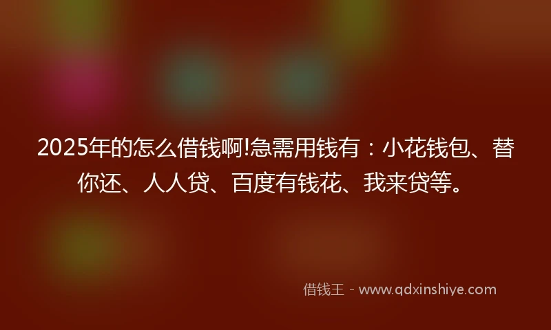 2025年的怎么借钱啊!急需用钱有：小花钱包、替你还、人人贷、百度有钱花、我来贷等。
