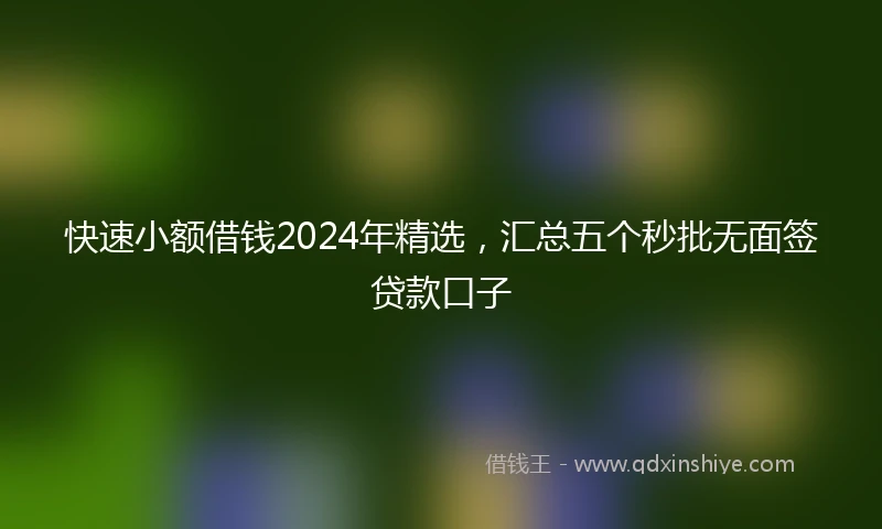 快速小额借钱2024年精选，汇总五个秒批无面签贷款口子