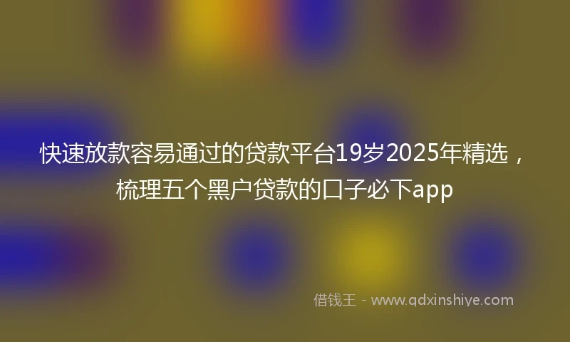 快速放款容易通过的贷款平台19岁2025年精选，梳理五个黑户贷款的口子必下app