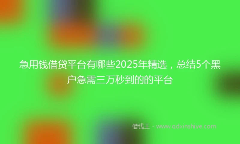 急用钱借贷平台有哪些2025年精选，总结5个黑户急需三万秒到的的平台