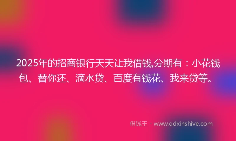 2025年的招商银行天天让我借钱,分期有：小花钱包、替你还、滴水贷、百度有钱花、我来贷等。