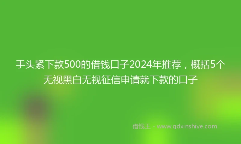 手头紧下款500的借钱口子2024年推荐，概括5个无视黑白无视征信申请就下款的口子