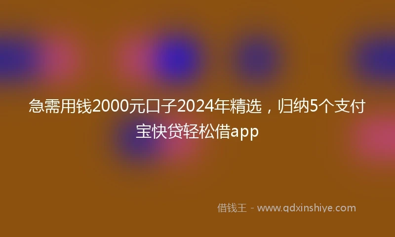 急需用钱2000元口子2024年精选，归纳5个支付宝快贷轻松借app