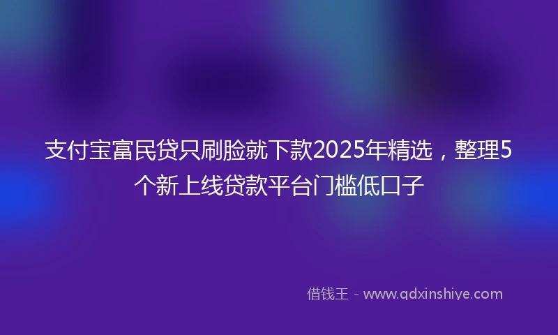 支付宝富民贷只刷脸就下款2025年精选，整理5个新上线贷款平台门槛低口子