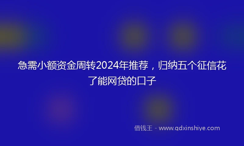 急需小额资金周转2024年推荐，归纳五个征信花了能网贷的口子