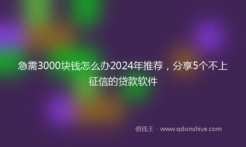 急需3000块钱怎么办2024年推荐，分享5个不上征信的贷款软件