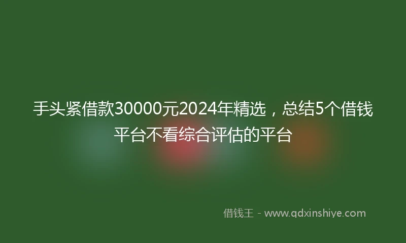 手头紧借款30000元2024年精选，总结5个借钱平台不看综合评估的平台