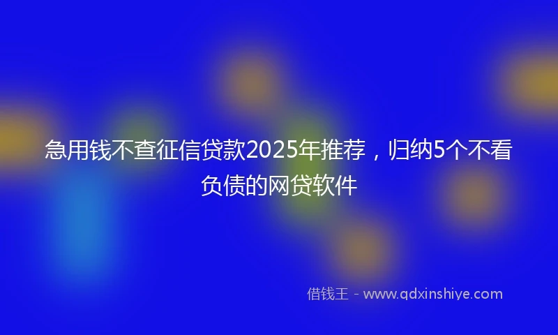 急用钱不查征信贷款2025年推荐，归纳5个不看负债的网贷软件