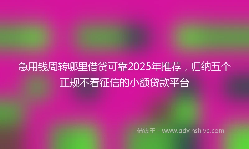 急用钱周转哪里借贷可靠2025年推荐,归纳五个正规不看征信的小额贷款平台