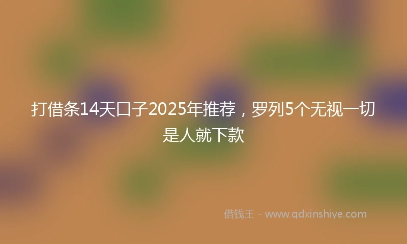 打借条14天口子2025年推荐，罗列5个无视一切是人就下款