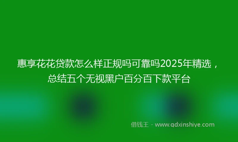 惠享花花贷款怎么样正规吗可靠吗2025年精选，总结五个无视黑户百分百下款平台