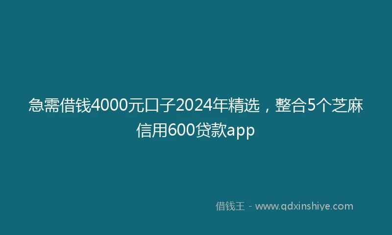 急需借钱4000元口子2024年精选，整合5个芝麻信用600贷款app