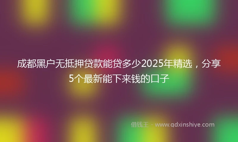 成都黑户无抵押贷款能贷多少2025年精选，分享5个最新能下来钱的口子