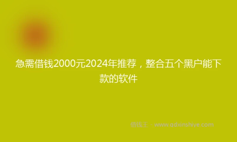 急需借钱2000元2024年推荐，整合五个黑户能下款的软件