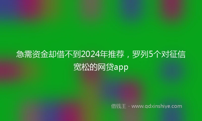急需资金却借不到2024年推荐，罗列5个对征信宽松的网贷app