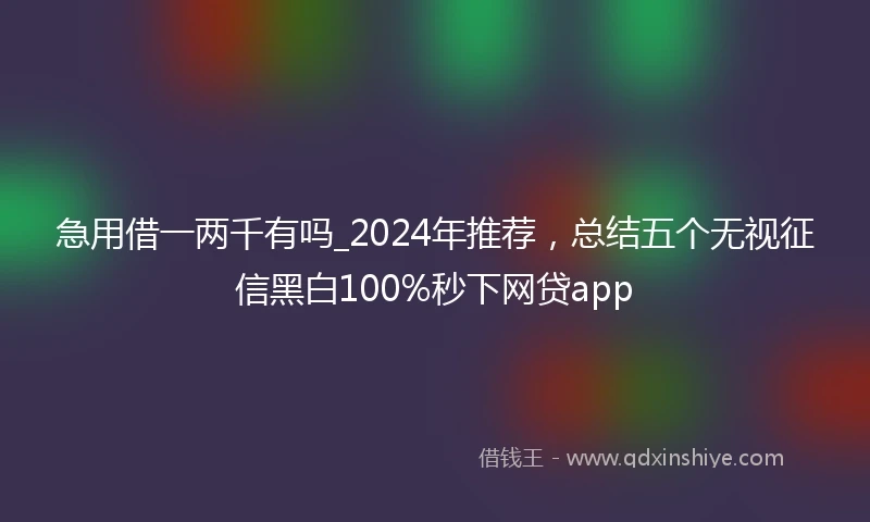 急用借一两千有吗_2024年推荐，总结五个无视征信黑白100%秒下网贷app