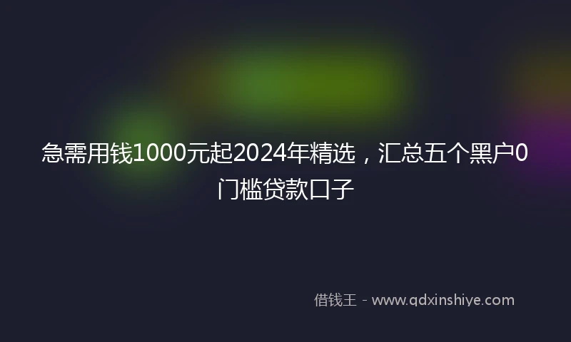 急需用钱1000元起2024年精选，汇总五个黑户0门槛贷款口子